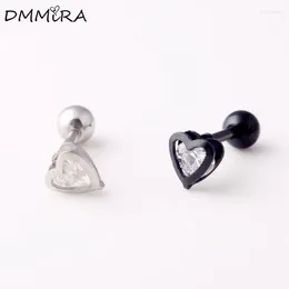 Stud Earrings Fashion Colour Gold Black Stainless Steel Hollow Small Double Hearts Crystal Jewellery For Women Girls