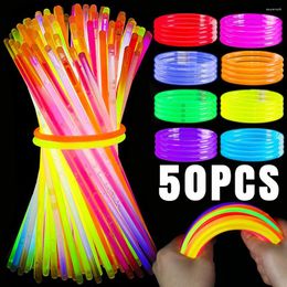 Party Decoration 50/1Pcs Glow Sticks In The Dark Bracelets Necklace DIY Colourful Fluorescence Stick Xmas Wedding Prop