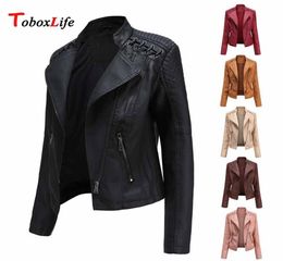 2020 New Fashion Autumn Leather Jacket Women Coat Outwear Winter Coat Clothes For Women Jacket Leather PU Faux Motorcycle Black9052916