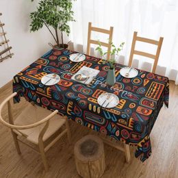 Table Cloth African Tribal Style Seamless Repeating Tile Tablecloth 54x72in Wrinkle Resistant Home Decor Festive