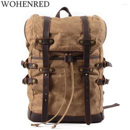 Backpack Men Backpacks Vintage Canvas Leather School Bag Fashion Military Male Large Rucksack Waterproof Bagpack Travel