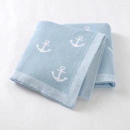 Blankets Born Baby Blanket Cotton Knitted Infant Boys Girls Bedding Plaid Crib Quilt Cute Anchor 100 80 CM Stroller Swaddling Soft