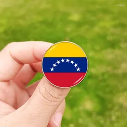 Brooches Venezuela Flag Pin Spain Emblem Map Glass Cabochon For Men Women Backpack Badge Lapel Pins