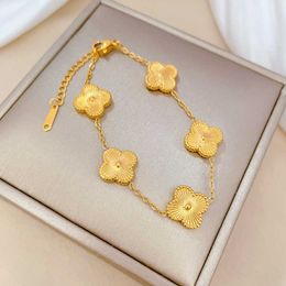 High quality charm bracelet Vande gift Whole Lucky Flower Minimalist Chain bracelet with Original logo box vancley