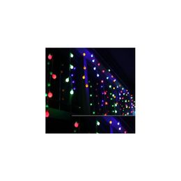 Party Decoration 4M 100 Matte Ball Led Curtain String Lights Christmas Wedding Icicle Garland Drop Delivery Home Garden Festive Supp Dhrlc