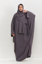 Ethnic Clothing Two Pcs Muslim Abaya Women Jilbab Islamic With Hijab Dubai Saudi Robe Turkish Modesty Prayer Dresses Kaftans