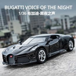 Diecast Model Cars 1 36 Bugatti Voice of The Night Metal Car Model High Simulation Diecasts Toy Vehicles Sound Light Collection Kids Birthday Gifts Y240520CTK4