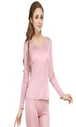 100 Real Silk Women039s Long Johns Set Ladies Warm Clothing Femme Thermal Underwear Sets Female Body Suits Women Long Johns 207967790