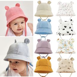Spring Autumn Solid Color Soft Baby Bucket Hat Cotton Fisherman Hats Kids Summer Toddler Boy Girls Panama Sun Cap Children M L2405