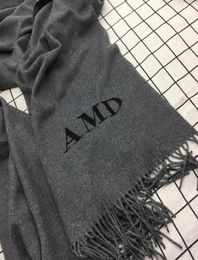 Scarves TRJE Personalised Solid Tassel For Women Scarf Embroidery Custom Cashmere Winter Lady Girls Shawl Statement Gift3579084