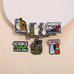 Brooches Science Is In My Genes Enamel Pins Physics Beaker Test Tube Microscope Microbial Brooch Metal Lapel Badge For Backpack