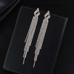 Designer Earrings Long Tassels Diamond Dangle Earring Original Sterling Sier Party Wedding Drop Earrings For Women Jewelry Love Gift