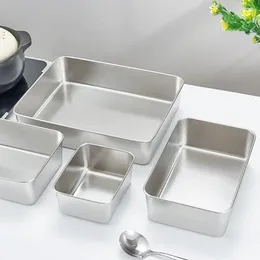 Storage Bottles Stackable Square Plate Set Stainless Steel Food Box Freshness Preservation Easy To Clean For Home