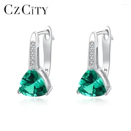 Stud Earrings CZCITY High Quality Topaz Elegant For Women Solid Silver Gemstone Jewellery Anniversary Gifts Carving 925