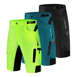 WOSAWE Men Padded Baggy Cycling Shorts Reflective MTB Mountain Bike Bicycle Riding Trousers Water Resistant Loose Fit Shorts 240520