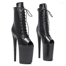 Boots Fashion PU Upper Sexy Exotic Pole Dancing Shoes 23CM/9inches High Heel Peep Toe Platform Women's Modern Ankle 063