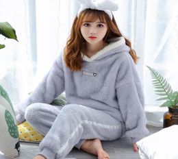 Winter Thick Warm Flannel Pajamas Sets For Women Sleepwear Home Clothing Pajama Home Wear Pyjamas Set Y2001073234120