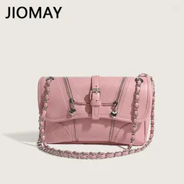 Evening Bags JIOMAY Women PU Leather Shoulder Bag 2024 Sweet And Spicy Style Designer Handbag Lady Diamond Lattice Love Zipper Chain Flap