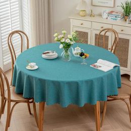 Table Cloth C57and Linen Fabric Tablecloth Waterproof And Oil-proof No-wash High-end Light Luxury El Home Large Round Tabl