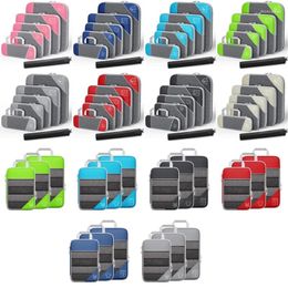 Storage Bags 3/6PCS Compressed Packing Cubes Travel Set With Shoe Bag Mesh Visual