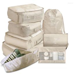 Storage Bags 8Pcs Set Travel Organiser Suitcase Packing Cases Portable Luggage Clothes Shoe Tidy Pouch Bag
