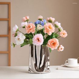 Decorative Flowers 1PC Peony Artificial Flower Fake Bouquet Branch Pink White Blue For Home Decor House Wedding Decoration Indoor Garden