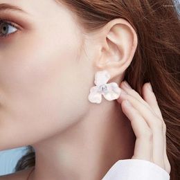 Stud Earrings Women Flower Ear Studs Elegant Rhinestone For Transparent Petal Commute Dating Prom Lady
