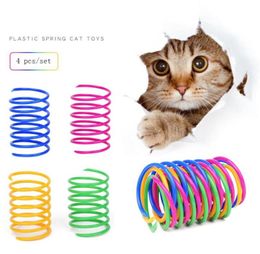 Lovely Cat Small Pet Colour Plastic Spring Cats Toy Beating Pets Supplies Plastic Material Four Mixed Colours Per Set XG01726366118