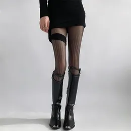 Women Socks Japanese Striped Rhinestones Pantyhose For Solid Sexy See Through Sheer Tights Bottoming Stockings Leggings 066C
