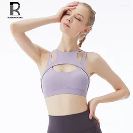 Women's Tanks RUNNING KAKA Anti Sagging -absorbing Gathering Sexy Back Hollow Out Sports Bra Yoga Vest