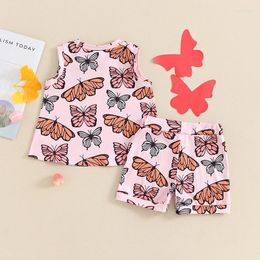Clothing Sets Toddler Baby Girl Summer Outfits Butterfly Print Sleeveless Tank Tops And Shorts 2Pcs Set Cute Casual Clothes