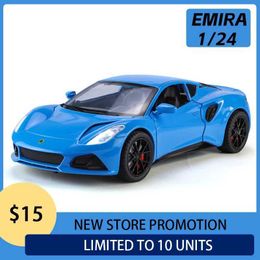 Diecast Model Cars 1 24 Emira Supercar Alloy Racing Car Model Diecasts Metal Vehicles Gift Children Sound Light Collection Toy Boy Fast and Furious Y240520PBV5