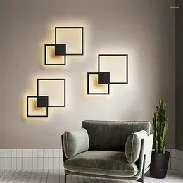 Wall Lamp Modern Square LED Foyer El Hall Office Aisle Lighting Fixtures Free Collocation Black White Metal
