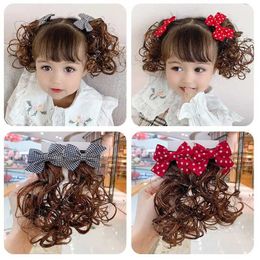 Hair Accessories 2 pieces of childrens hair extension butterfly hair Vig Princess little girl curly hair styling hair clip cute hair accessories d240520