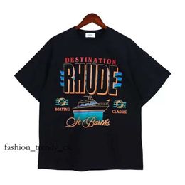 Mens Designer T Shirt Rhude Shirt Card Logo Lettered Print Couples For Men And Women Tshirt Cotton Is Loose In Summer Shirt Rhude Tshirt 803