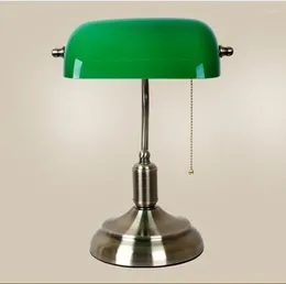 Table Lamps 1930s Old Retro Vintage Green Glass Lampshade Lamp Dimmable Nordic Study Bedroom Decorative Desk