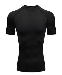 Compression Quick dry Tshirt Men Running Sport Skinny Short Tee Shirt Male Gym Fitness Bodybuilding Workout Black Tops Clothing 21129741