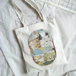 Shopping Bags Fun Cartoon Bag Shopper Tote Summer Shoulder Canvas Large Capacity Wild Messenger Cute Handbag