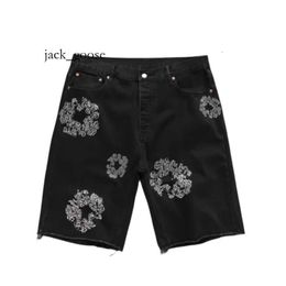 Denim jeans shorts men designer women short jean for mens luxury high qulity straight holes tight flower printing shortpants slim hip hop street black pants cl 502