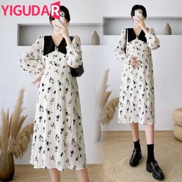 Maternity Dresses Pregnant Womens Clothing Dress Korean Fashion Casual Long sleeved Photography Vestidos de fotografia d240520