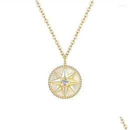 Pendant Necklaces Rose Des Vents Compass Fashion Necklace Earrings Set For Women Gold Plated With Natural Gemstone Fk037 Drop Delive Dhsdv