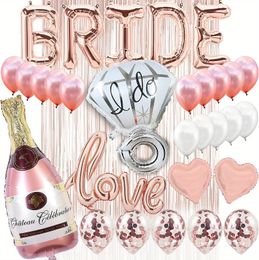 Bride Banner Rose Gold Champagne Bottle Baloons Bridal Shower Balloon Kit Bachelorette Party Decorations 240510