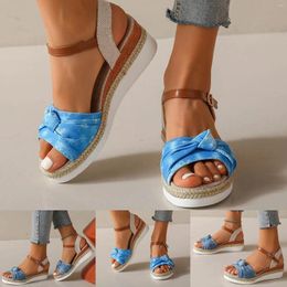 Sandals Womens For Women With Bow Rope Soles Lightweight Casual Women'S Shoes Fish Mouth Lace Up