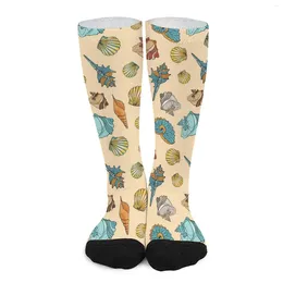 Women Socks Cute Sea Shells Animal Print Funny Stockings Unisex High Quality Outdoor Spring Design Non Skid