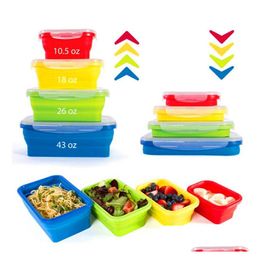 Lunch Boxes Bags Houseware Box Collapsible Portable Food Grade Sile Bowl Bento Boxes Folding Storage Container Ecofriendly Drop Deli Dhkeo