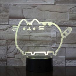 Lamps Shades 3D Night Light Bedside Table Lamp 7 Colorful with Remote Cute Cat Nightlights for Kids Teens Girl Women Bedroom Desk Decor Y240520D8KA
