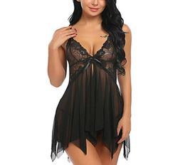 Womens transparent Lace Lingerie Sexy Babydoll GString Dress Ladies Underwear Nightwear costumes femenina9629675