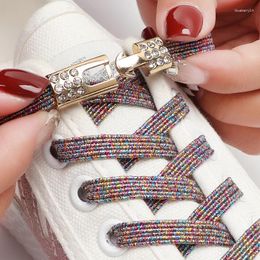 Shoe Parts 25 Colors Flat Laces Elastic No Tie Shoelaces For Sneakers Simple Installation Lazy Shoes Lace Masonry Metal Lock Unisex