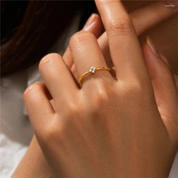 Cluster Rings AIDE 925 Sterling Silver For Women Men Minimalist Single Cubic Zirconia Couple Ring Size 6/7/8 Anillo Plata Fine Jewellery