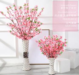 Decorative Flowers 100pcs Artificial Peach Blossom Branch Spring Plum Cherry Silk Flower Tree Decoration Home Wedding DIY